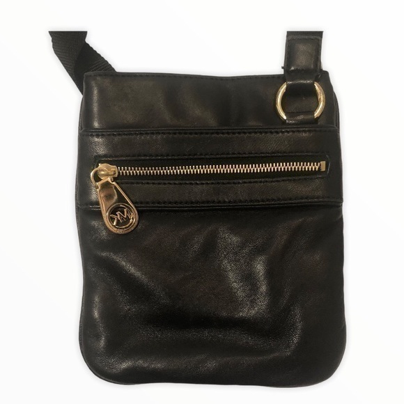 Michael kors black leather crossbody bag - Picture 1 of 9